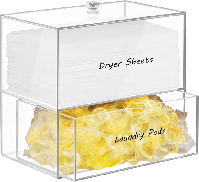Acrylic Dryer Sheet Dispenser with Hinged Lid  acrylic dryer sheet holder