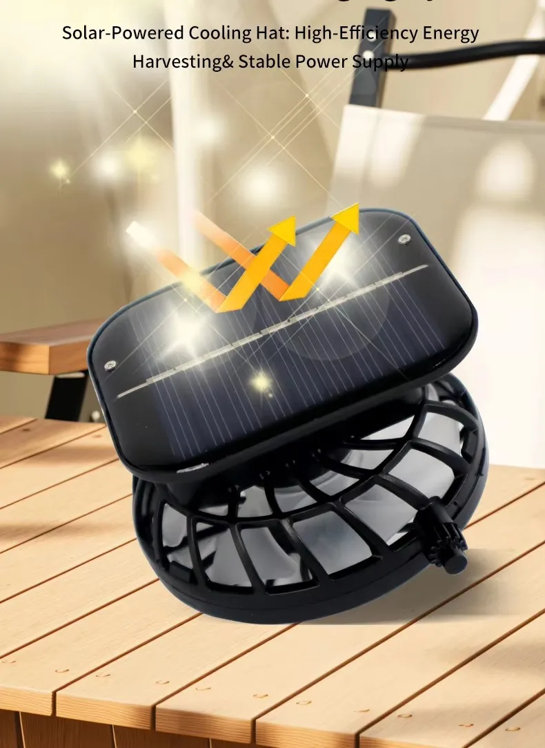 Best Sell Summer Rechargeable Solar Fan Hat Adjustable Wide Brim Fishing Cap with Dual Cooling Fans & UV Protection for Travel
