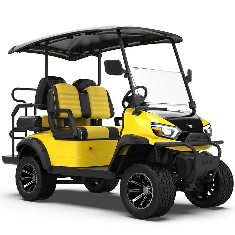 Vehicle Electric Golf Carts 2+2 Rear Seats Lithium Battery Powered Golf