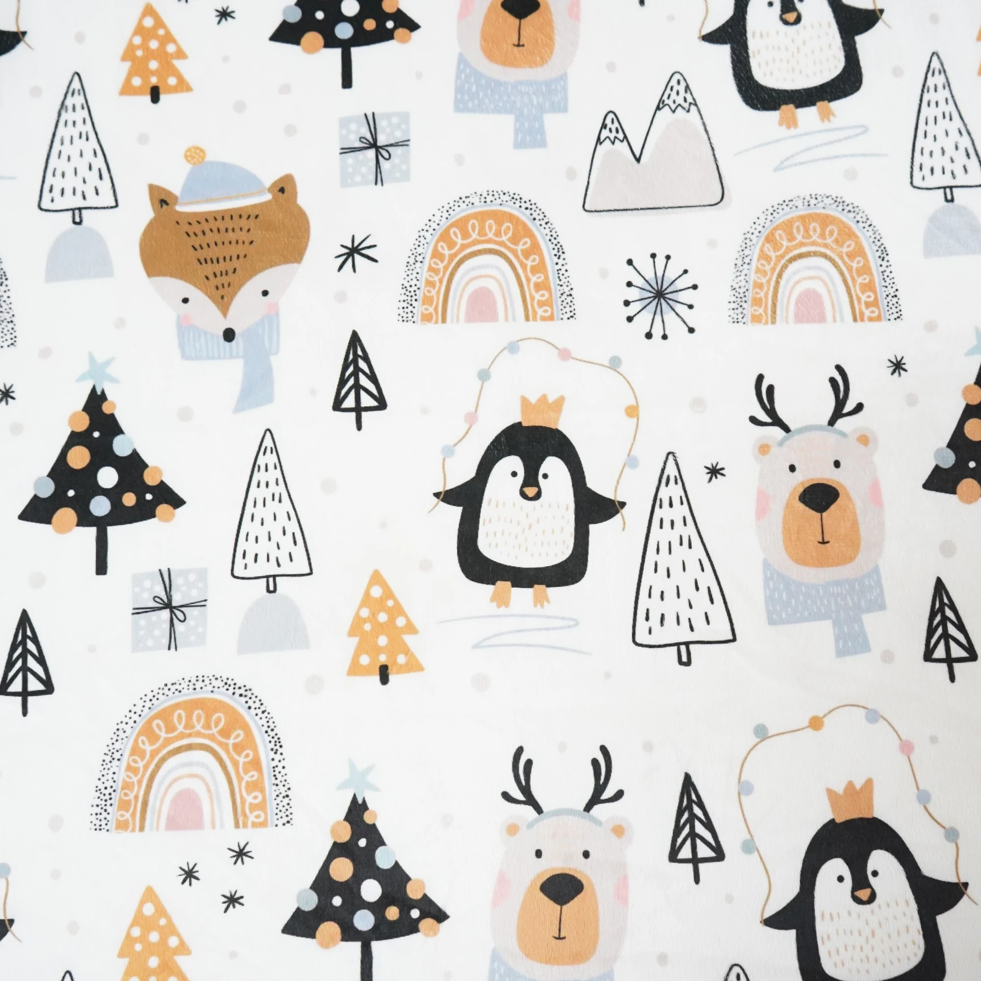 Custom OEM ODM Baby Blanket for Boys Girls Soft Minky with Double Layer Dotted Backing Penguin Printed  Receiving Blanket