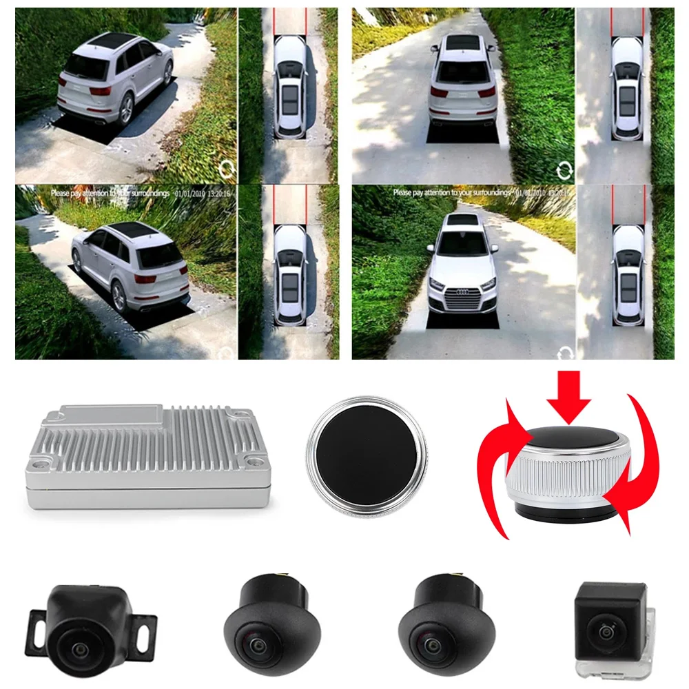 720p 1080p dvr 3d pássaro vista panorâmica sensor de estacionamento 360  câmera do carro para estacionamento reserva condução