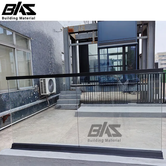 USA Modern Design Residential Glass Railing Aluminum U Channel Handrail for Outdoor Staircase & Balcony Frameless Balustrade