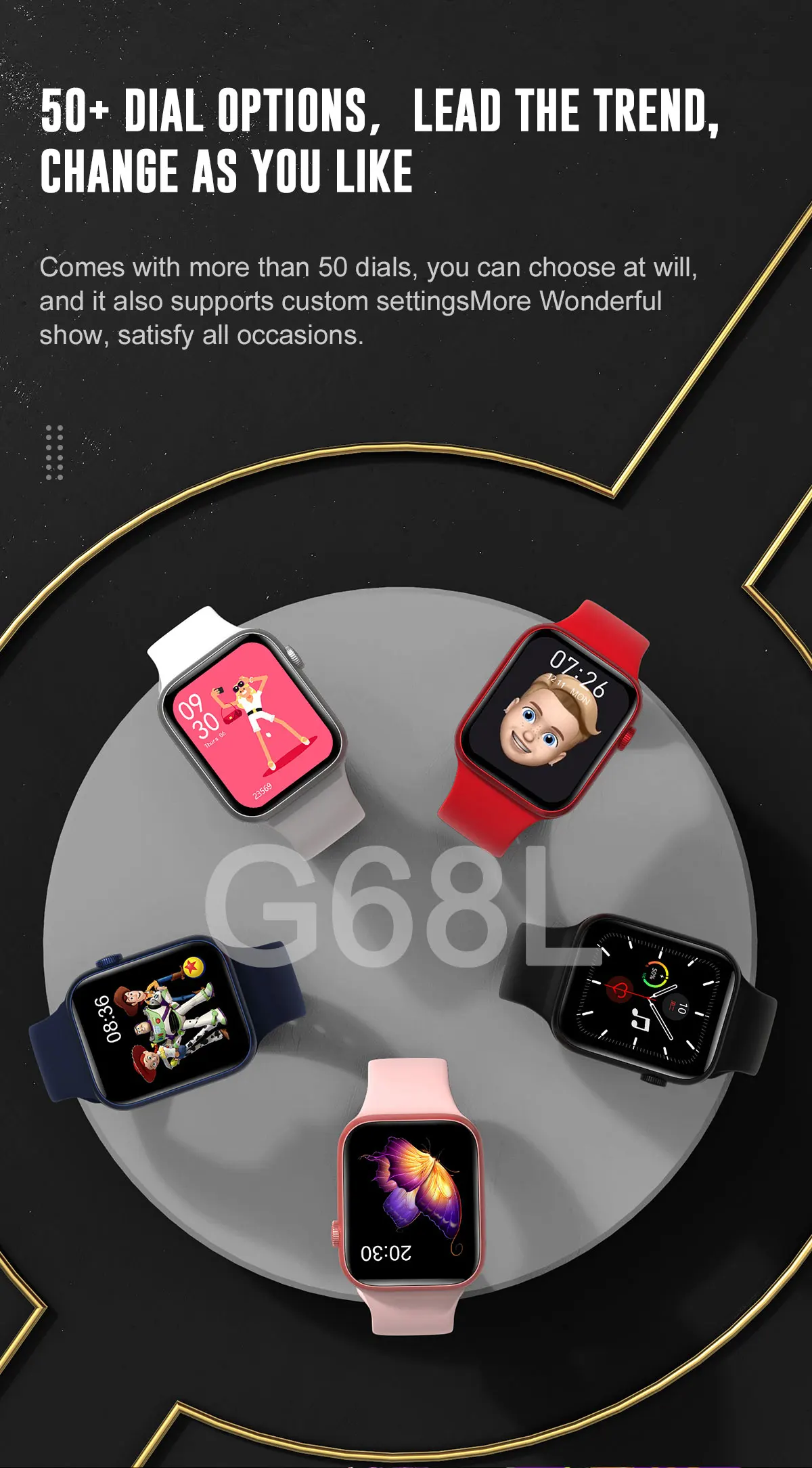 G68L Smart Watch Call Message Phone Reminder Outdoor Sports Fashion Game Temperature Smartwatches