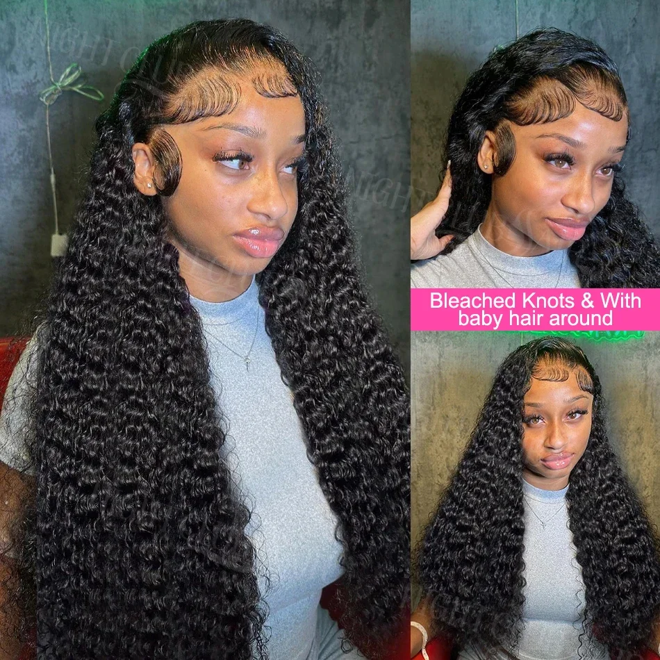 Parrucca frontale trasparente con onde profonde e sciolte da night club, HD Lace Water Curly Human Hair, chiusura in pizzo 5x5, per donne_voghion.com