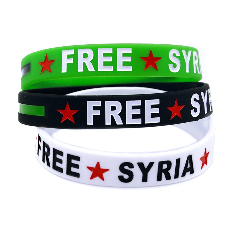 Factory Price Cheap Custom logo Debossed Ink Filled Free Syria Silicone Wristband Rubber Bracelet Free Design
