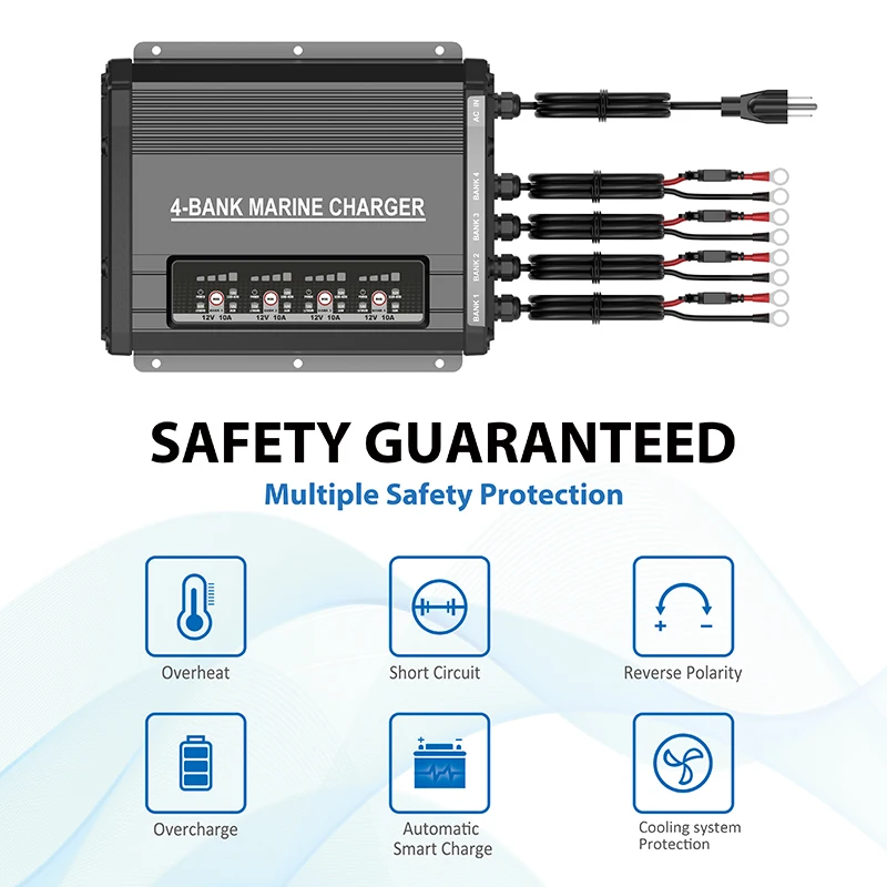 12v 10a Onboard Battery Charger,4bank,For Marine Lithium(lifepo4),Agm
