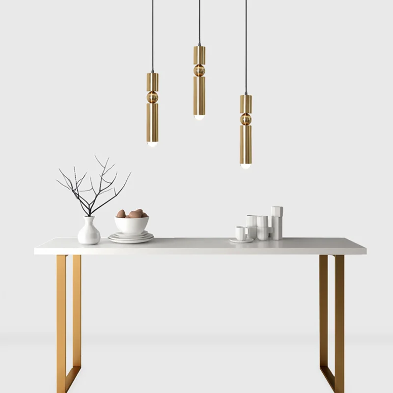 Personality Design Bar Linear Pendant Light Polished Metal Lighting Pendant Hanging LED GU10 Light Source Modern Pendant Lamp - Image 5