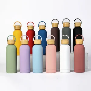 2026 New Outdoor Sports Water Bottle Modern Design Portable Handle with Bamboo Lid Vacuum Insulated for Customizable LOGO
