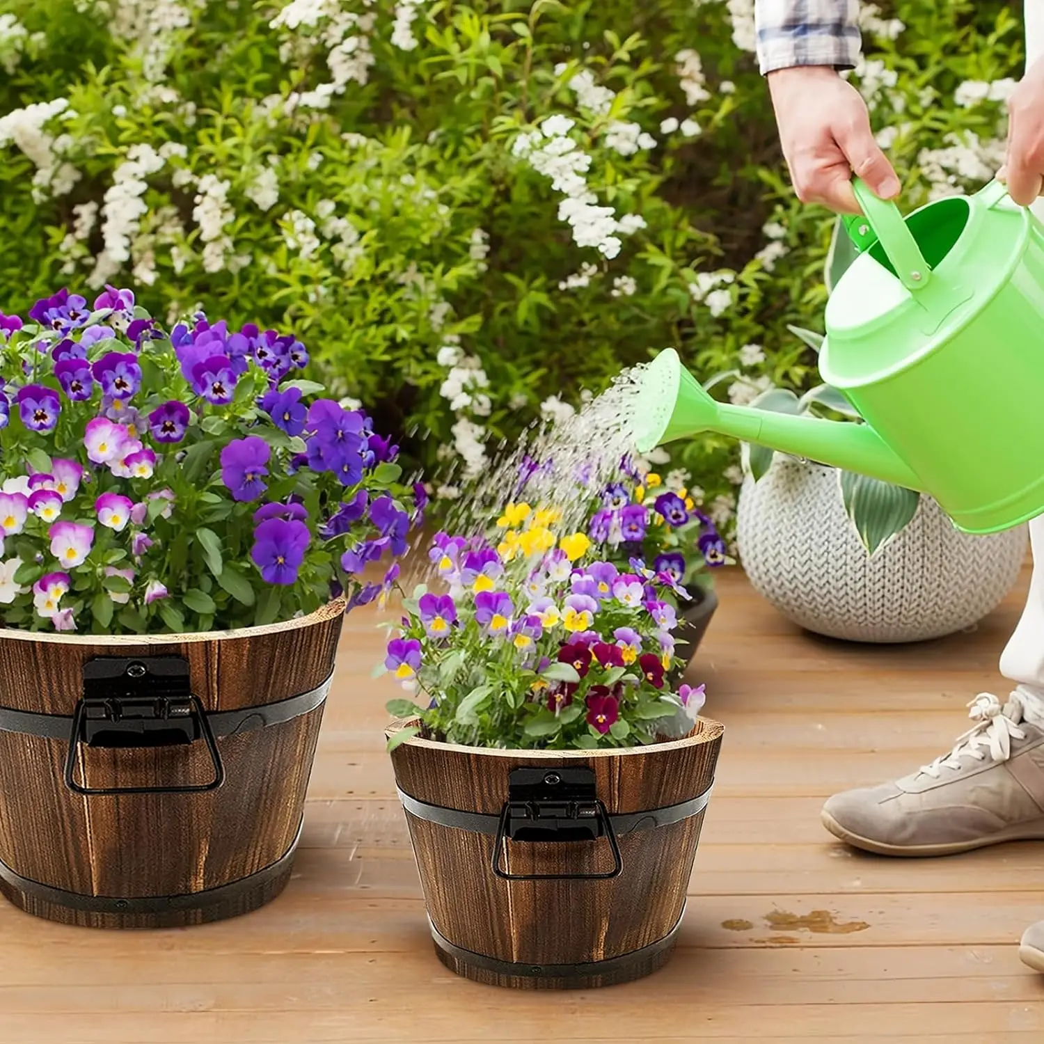 Macetas Decorativas Barril Macetas Barril De Whisky Layhit - Pack De 10 Con  Bandejas, 25x14.8 Cm, Diseño Vintage Para Interior/Exterior Macetas Con  Plato, image size:1500x1500