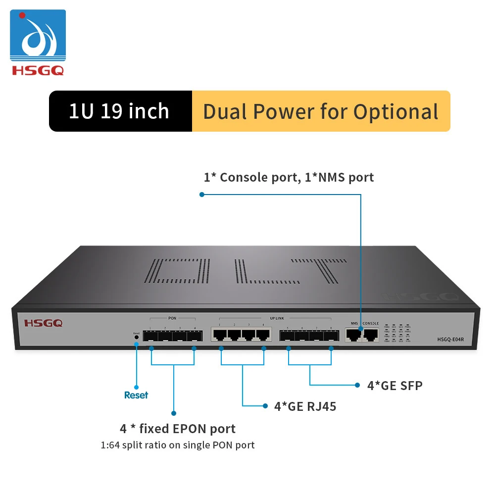 Hsgq 4 порта оригинальный Оптический линейный терминал GPON EPON GEPON OLT