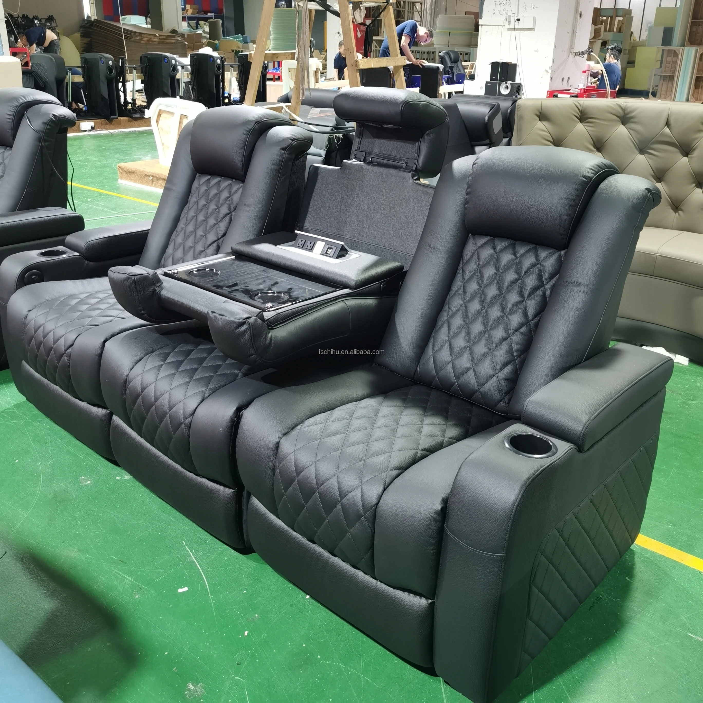 Modern Leather Home Theatre Sofa - Electric Recliner