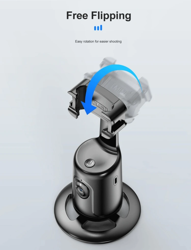New Intelligent AI Face Recognition Rotating 360 Phone Stand AI tracker Cell Phone Holder with Cold Shoe Interface