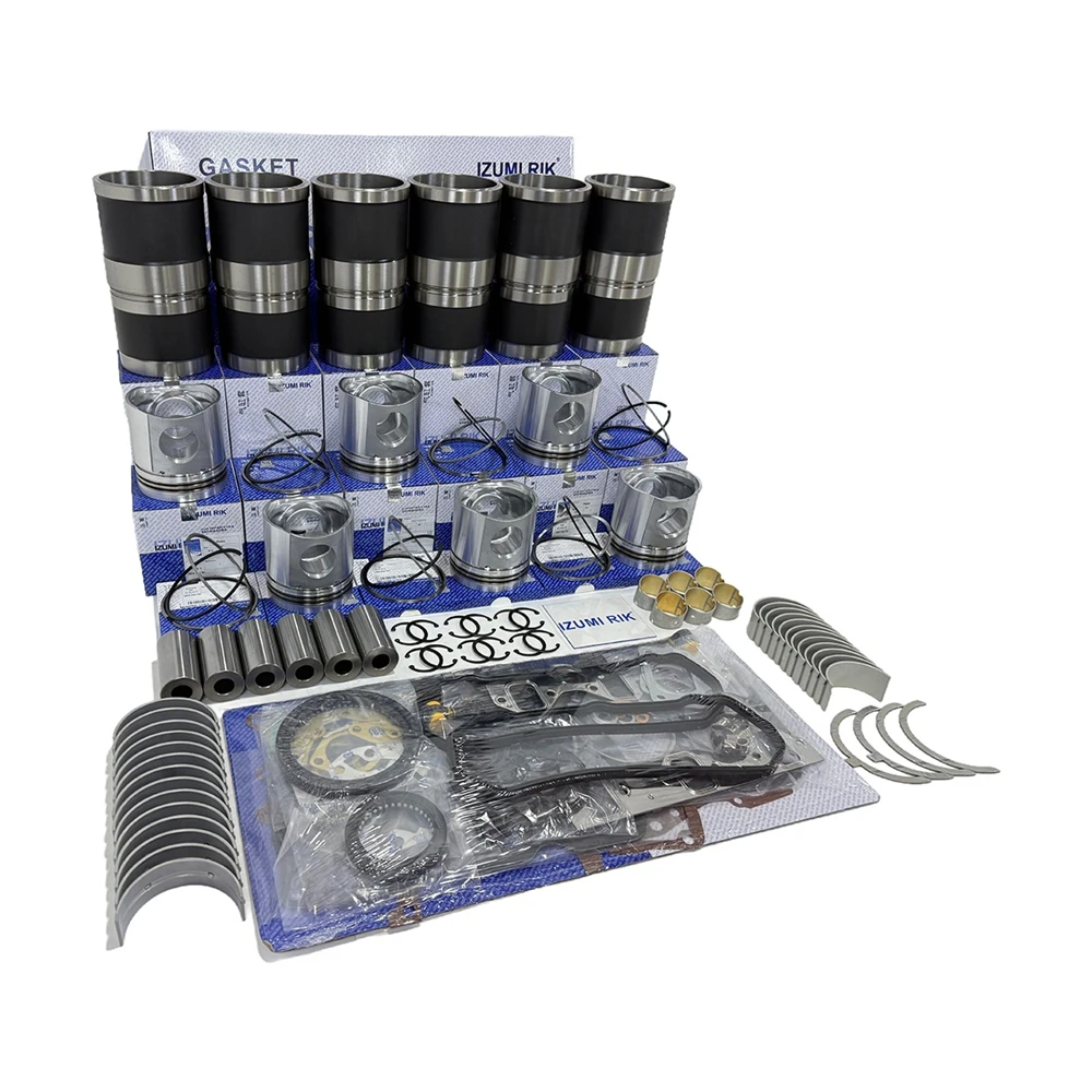 IZUMI RIK Overhaul Rebuild Kit with Overhaul Kit Main & Conrod Bearing with Thrust Washer for Yanmar 6HA-ET OEM Engine Parts