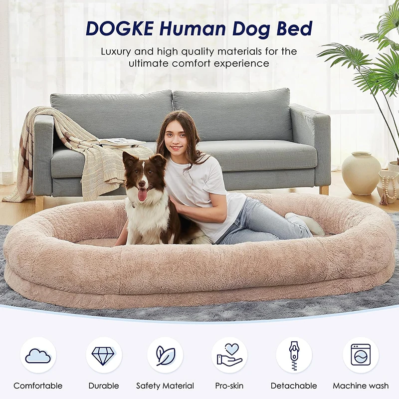 Sofa Luxury Large Dog Bed For Human Plush Waterproof Washable Giant
