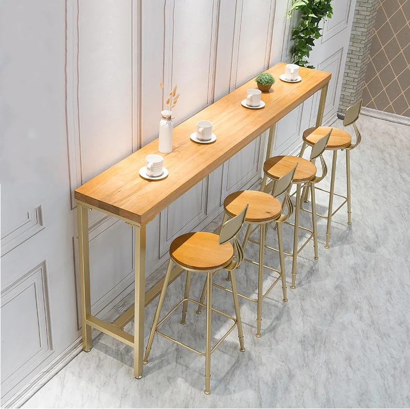 narrow bar table with stools