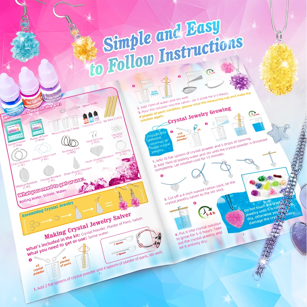 Craft Kits Crystal Growing Jewelry Kit Jewelry Growing Crystal Toy