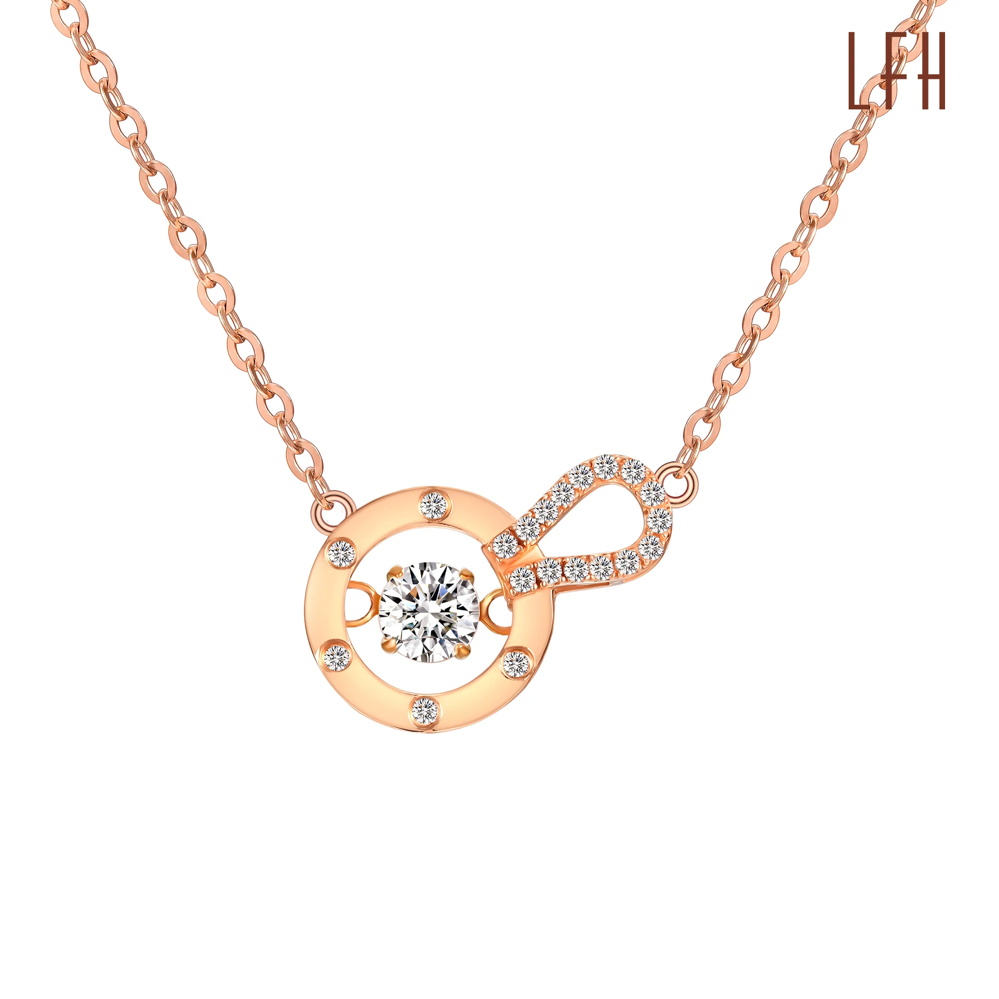 Romantic Diamond U Shaped Saudi Gold Jewelry Pawnable 18k Pendant 