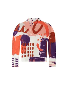 Miyake Pleated Cute Women's 2026 Spring Summer New Corn Grain Abstract Printed Small High Neck Long Sleeve Slim Polyester