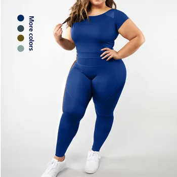2021 two piece xl spandex polyester gym clothing xxl yoga suit sport wear big size women breathable plus size yoga sets