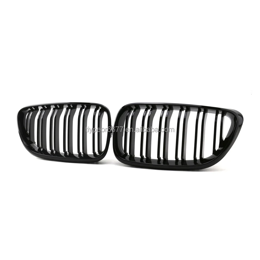 product tiypeor double slat front grille car accessories kidney mesh bumper grill for bmw 2 series f22 2014   2018 glossy matte black-6