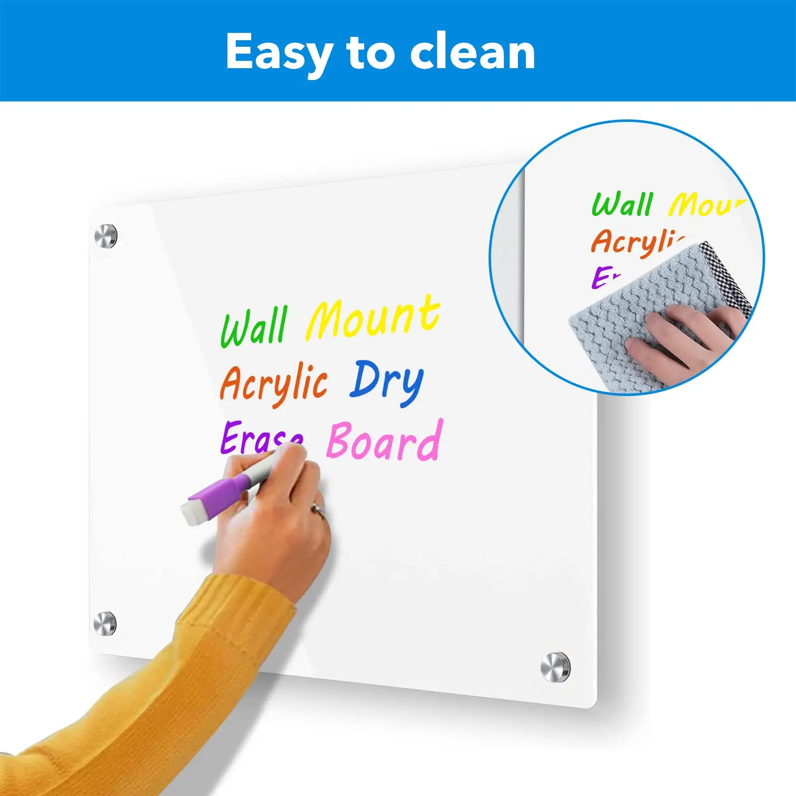 Factory Wholesale Clear Notice Blank Acrylic Dry Erase Board Wall Mount