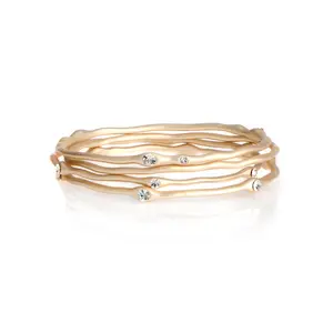 Wholesale High Quality 925 Sterling Silver Bracelet 14K Gold Jewelry Rhinestone Bracelet Set