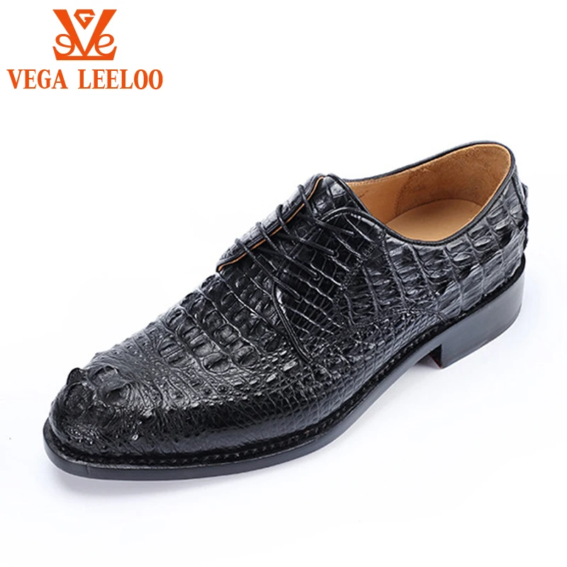 LL Shoes Mens PU Leather Shoes Crocodile Skin Texture Upper Lace Up Breathable Business Shoes Formal 