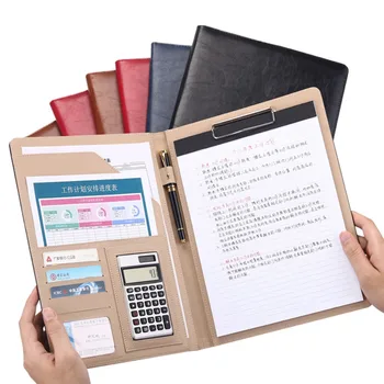 Custom Logo Printing Leather Business Portfolio Bag Expanding File A4 Folder With Paper