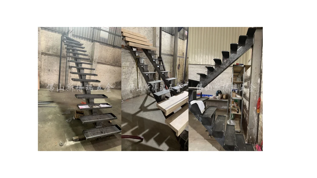 DB Open Riser Staircase Mono Beam Straight Stairs Made in China with Stainless Steel Railing Customized manufacture