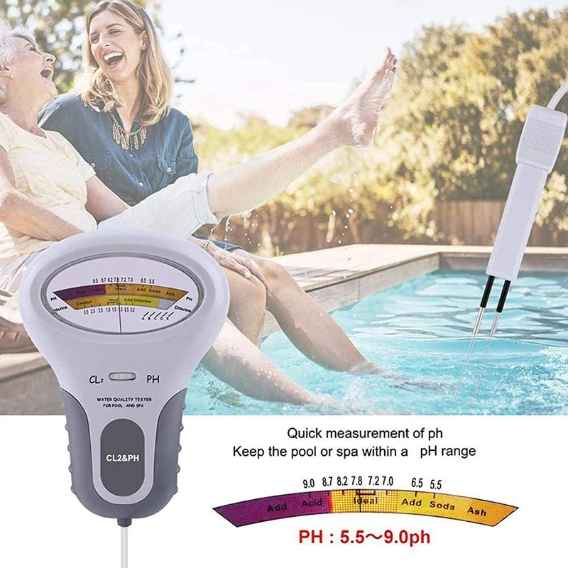 2 in 1 PH Chlorine Meter Tester PC-101 PH Tester Chlorine Water Quality Testing Device CL2 Measuring for Pool Aquarium