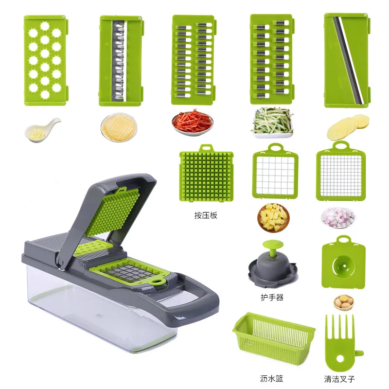 Hand Operated Held Manual 12 In 1 Vegetable Onion Dicer Food Slicer Mandoline Veggie Chopper Chopper Cutter