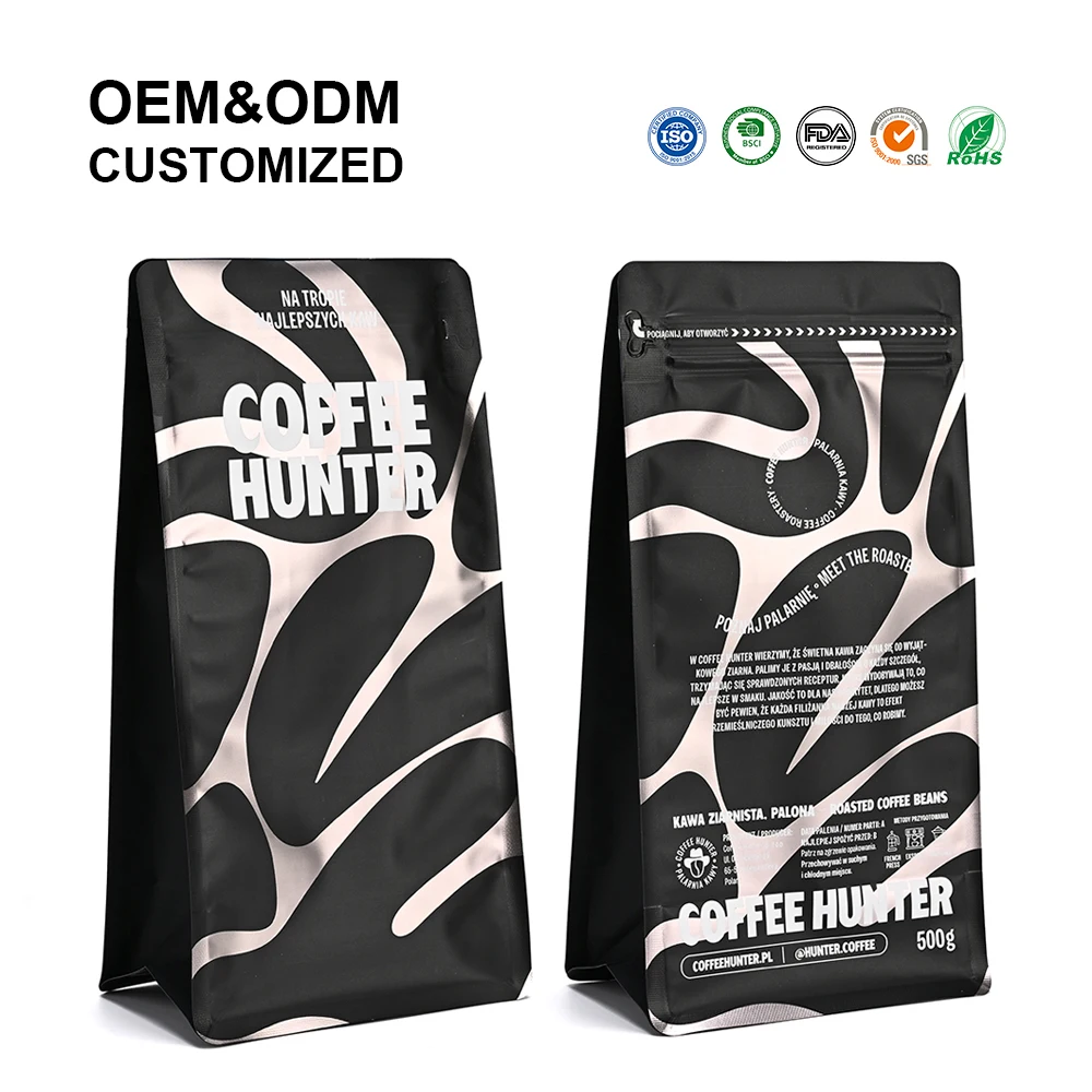 High Quality Stylish Reusable Plastic Coffee Bags for Premium Coffee Packaging in Specialty Roasteries and Online Coffee Shops