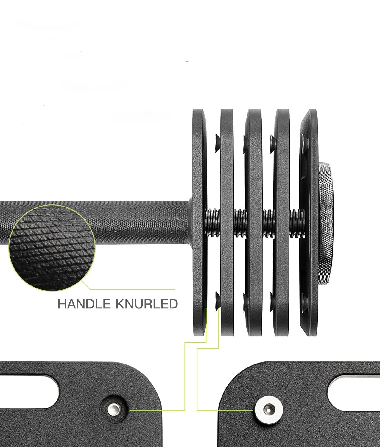 BunnyHi YL004 Quick-Lock Square Weight Adjustable Dumbbell Set Non-Slip Dumbbell Strength Training for Home Square Weight Plates