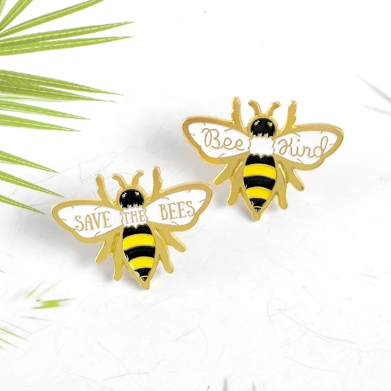 Lovely Bee Kind Honey Brooch Enamel Lapel Pin Be kind Animal Gift Save the Bees 