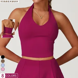 YISHENHON Fashion High Quality Women U-neck Yoga Bra Beautiful Back Quick-drying  Sports Underwear Running Fitness Vest