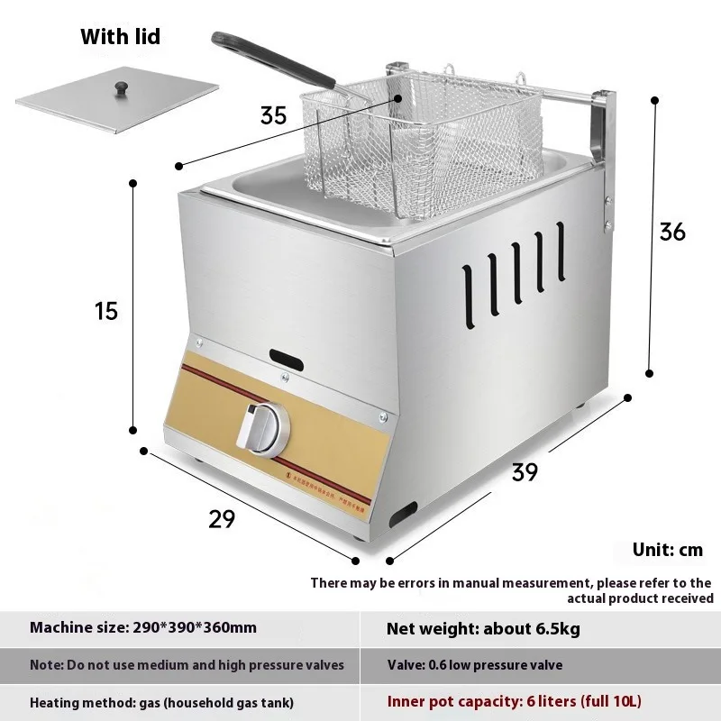 Gas Fryer 12L Double Cylinder Gas Fryer Chicken Chips Fryer Tank Stainless Steel GC Provided Energy Saving Burner