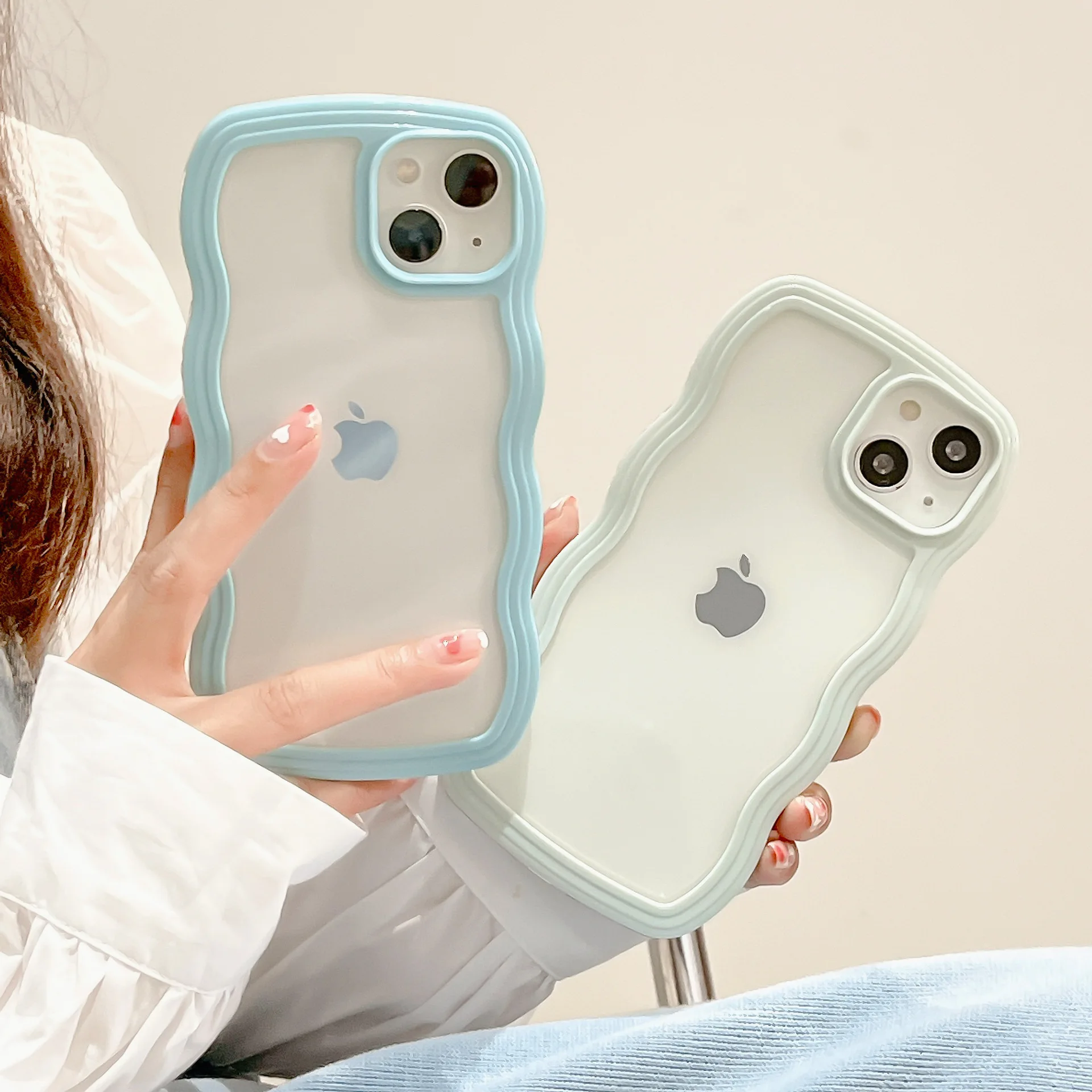 New Arrival Colorful Wave Frame Cute Korean Ins Phone Case for iPhone 17 16 15 14 13 12 11 Pro Max X XR XS