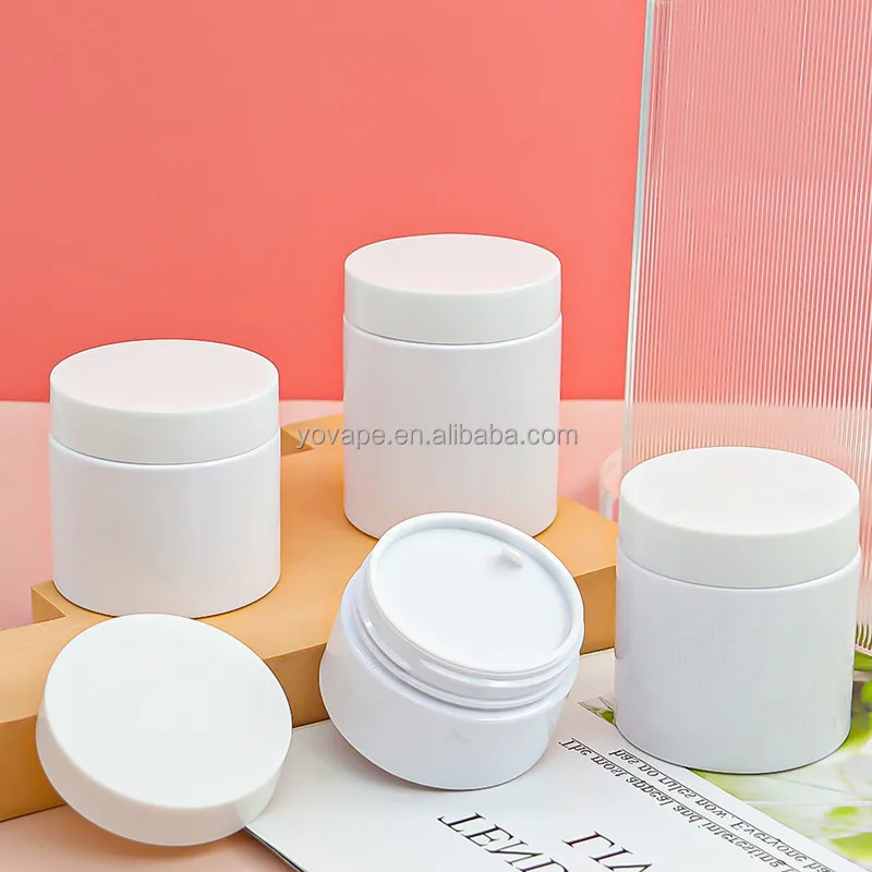 Cosmetic Packaging 50ml 80ml 100g 120ml 150ml 200 Gram 4 Ounce 6 Oz Opaque White Eye Face Cream Plastic Jar with Gasket Hand Pad