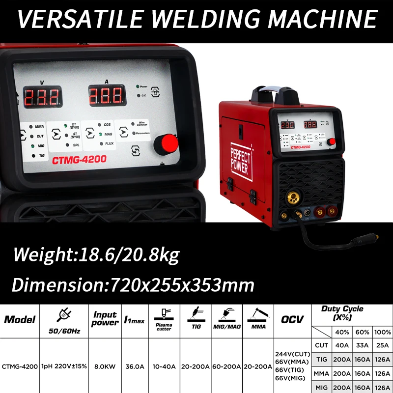 5 in 1 Plasma Cutter Plasma Welding Machine Flux Core Welder Welding Cutting Machine Mig Tig Mma 3 in 1 Welding Machine