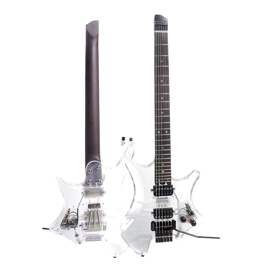 Transparent Headless Electric Guitar - Perfect for Beginners