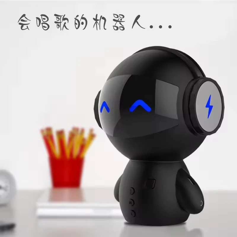 Vofull Mini Alarm Clock Robot Smart Robot Speaker Rechargeable Wireless Heavy Bass Mp3 Speaker