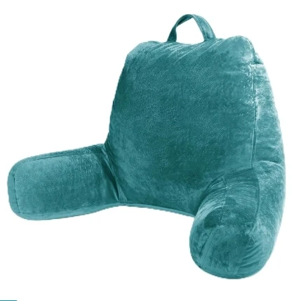 Soft Velvet Outer Fabric Shredded Memory Foam Filling Back Support Bed Arm Rest Ergonomic Reading Pillow with Portable Handle