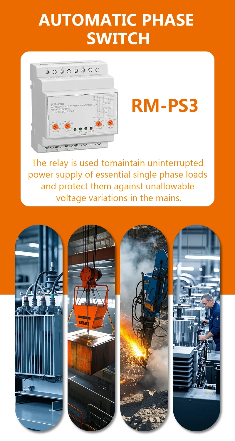 RELETEK Auto Phase Selector Switch RM-PS3 - High Power Protection