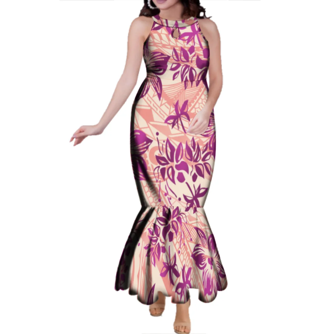 Drop Shipping Customized Elegant Mermaid Fishtail Prom Dress Tonga Maori Print Water Drop Design Sleeveless Women Evening Dress Drop Shipping Customized Elegant Mermaid Fishtail Prom Dress Tonga Maori Print Water Drop Design Sleeveless Women Evening Dress