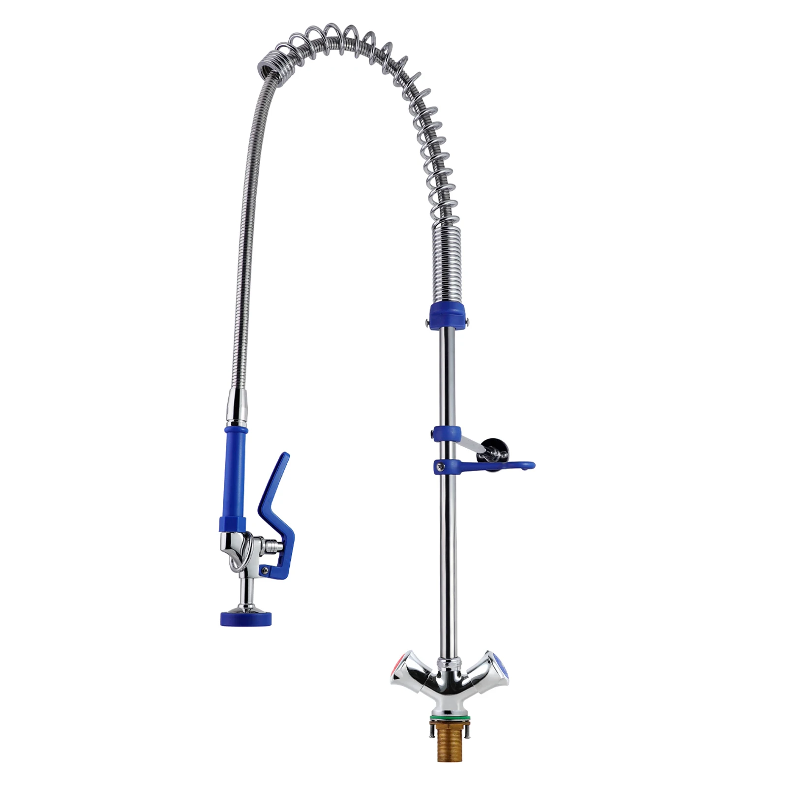 Commercial Dual Handle Pull Pre Rinse Deck Mounted Faucet Adjustable Height EasyInstall Handwheels Options Kitchen Sink Single details