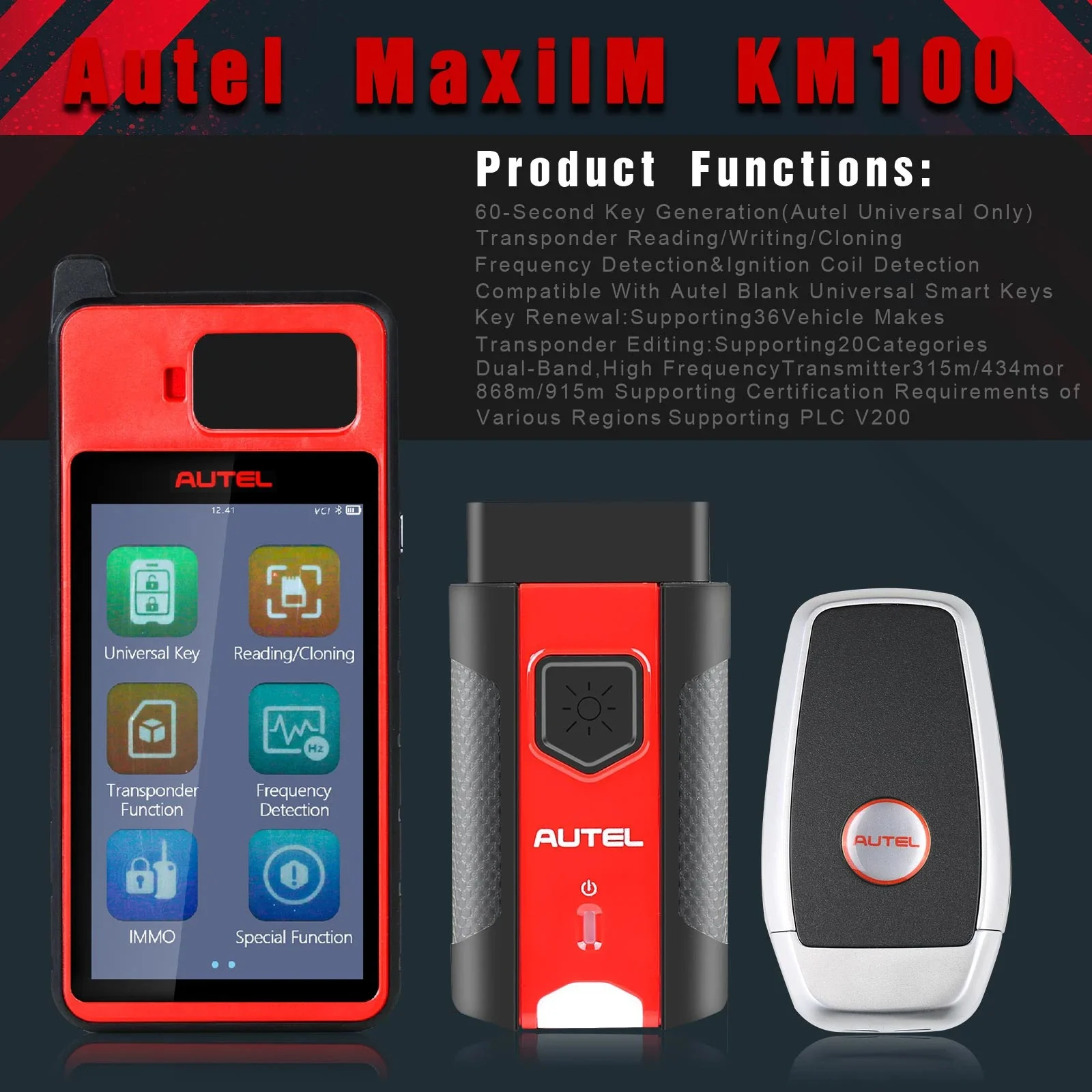 Autel MaxiIM KM100 Key Programming Tool for 99% Cars - IMMO Key 