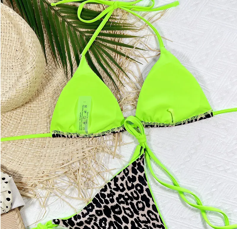 Wholesale Womens Two Piece Leopard Swimwear Custom Swimsuit Sexy