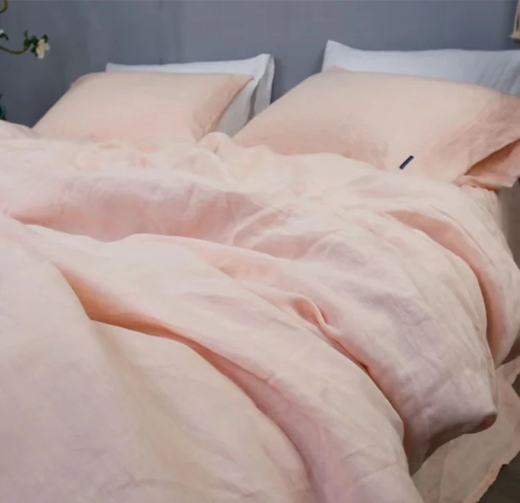 Pure Linen Bedding Set 170 Gsm Stone Washed Linen Bed Sheet Set