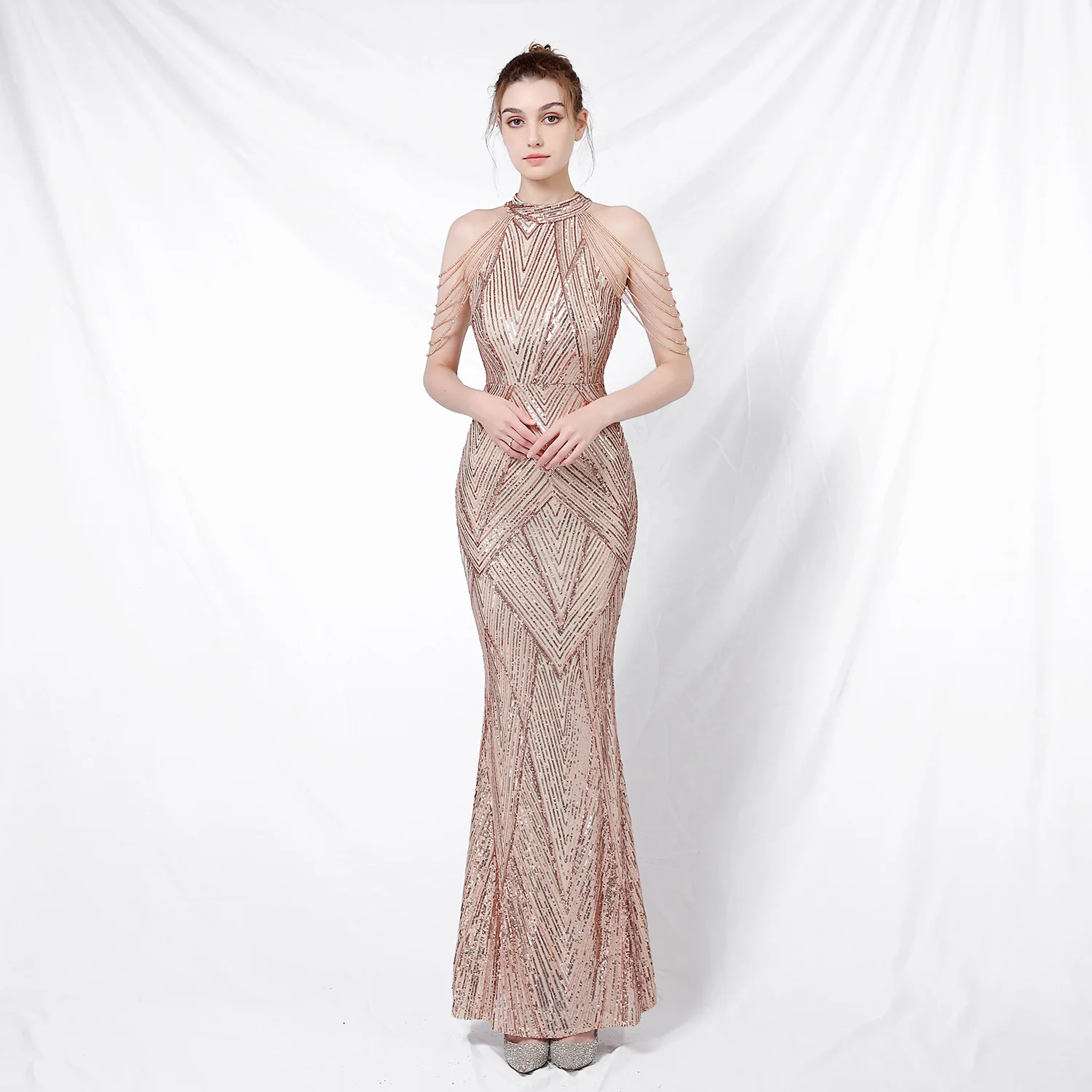 Women's Elegant Sequin Tassel Evening Dress - Luxury Party Wear Women's Elegant Sequin Tassel Evening Dress - Luxury Party Wear