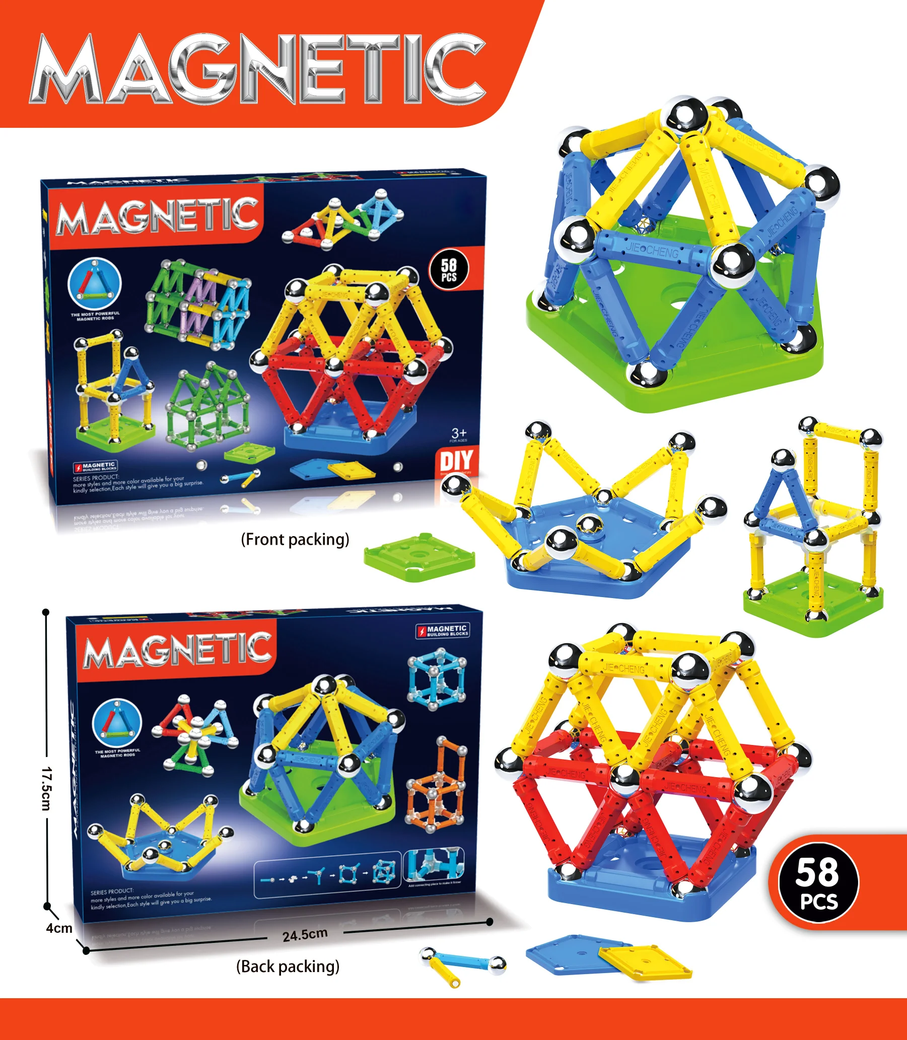 Magnetic Building Blocks Sticks Magnet Tiles Block Toy Magnetic Sticks ...